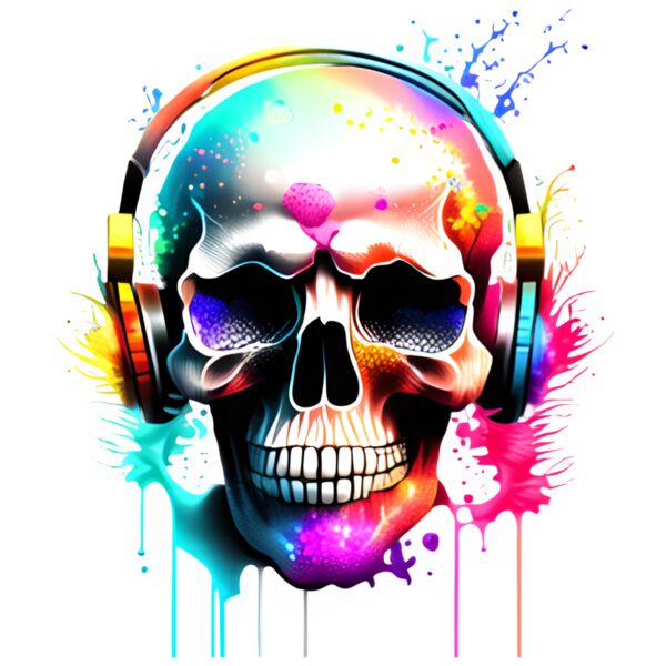 Cool Skull With Headphones Thumbnail